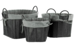 Premier Housewares Lida Cotton Rope Storage Baskets - Grey